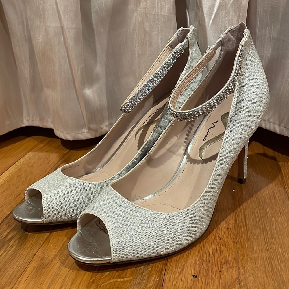Sparkly Silver Evening Heel